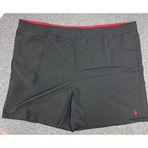 Polo Ralph Lauren Black Swim Trunks Elastic Red Waist‎ Red Pony Logo 2XB